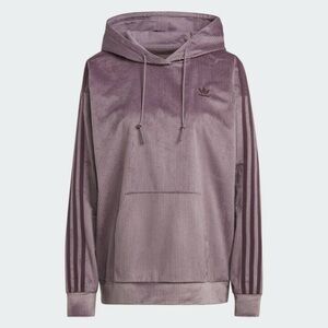 Adidas Corduroy Velvet Lilac Purple Ribbed Hoodie Sweatshirt XS